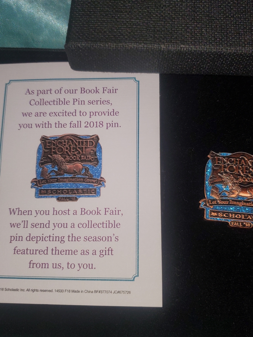 Scholastic Enchanted Forest Book Fair Collectible Pin - Blue & Copper